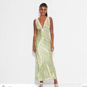 Wild Fable Floral Maxi Dress - Green and Yellow